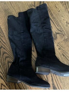 Lucky Brand Calypso Knee High Black Boots Sz 9M Suede